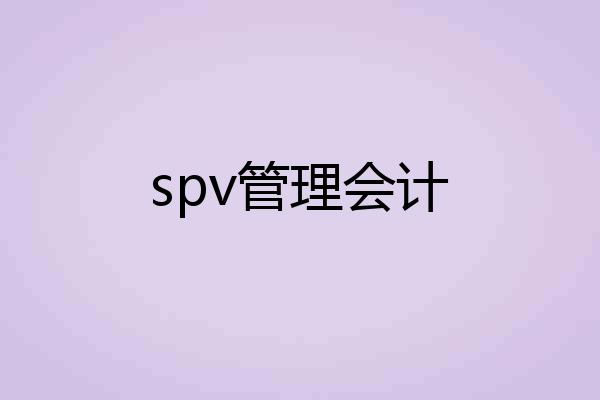 spv管理会计