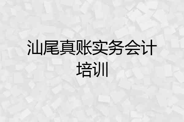 汕尾真账实务会计培训