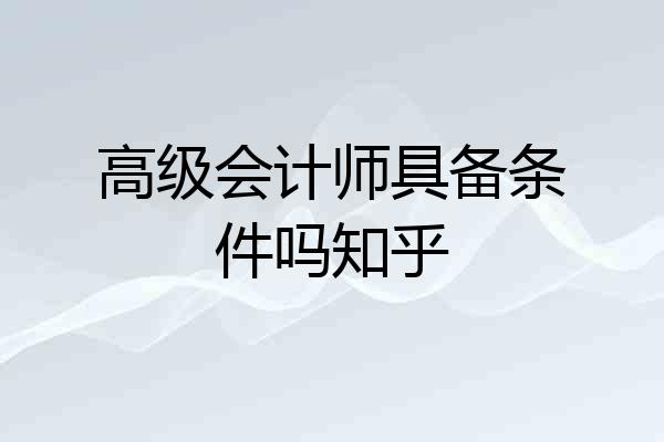 高级会计师具备条件吗知乎