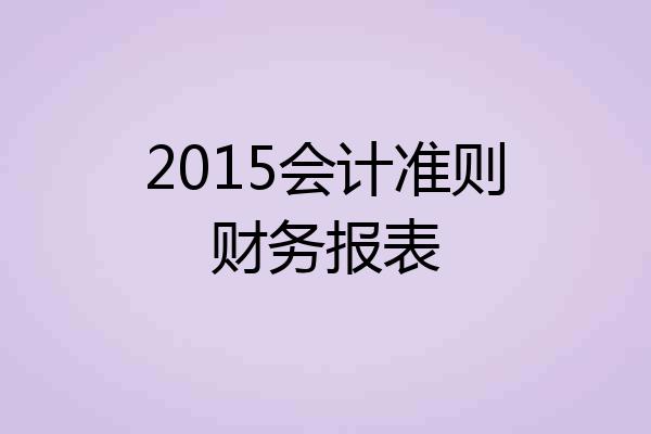 2015会计准则财务报表