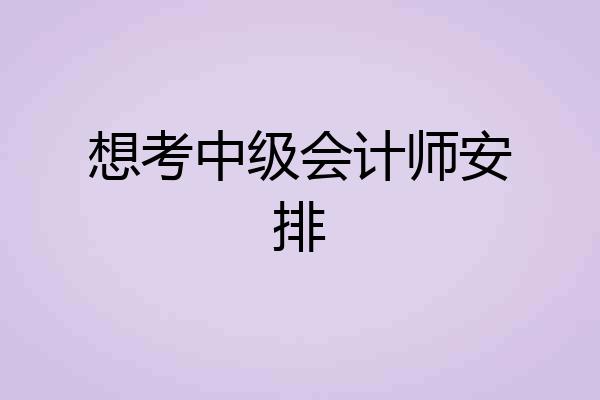 想考中级会计师安排