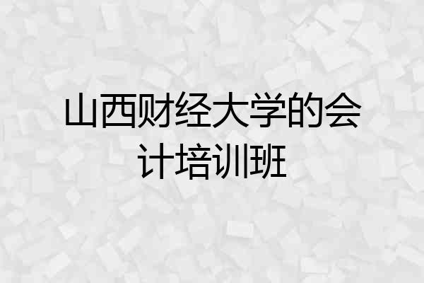 山西财经大学的会计培训班