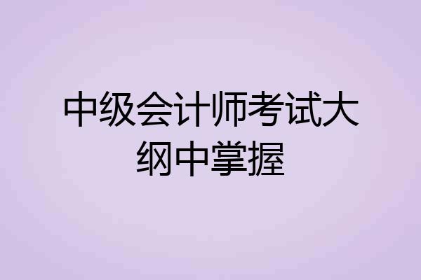 中级会计师考试大纲中掌握