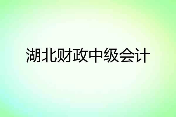 湖北财政中级会计