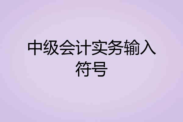 中级会计实务输入符号
