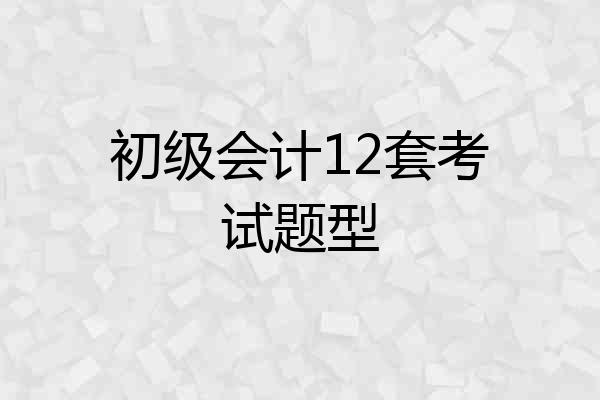 初级会计12套考试题型