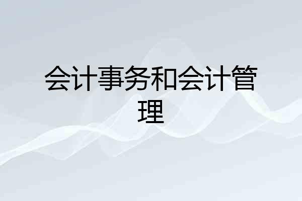 会计事务和会计管理