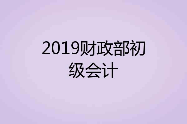 2019财政部初级会计