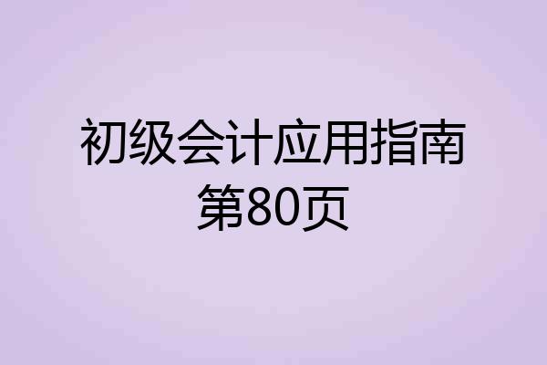 初级会计应用指南第80页