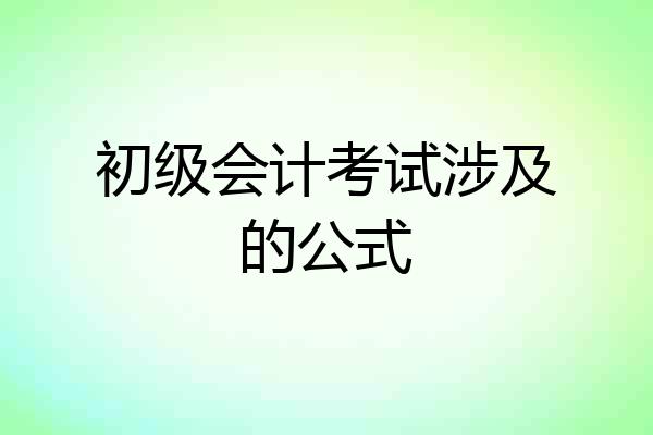 初级会计考试涉及的公式