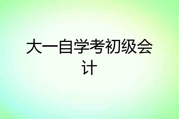 大一自学考初级会计