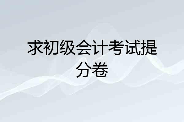求初级会计考试提分卷
