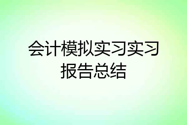 会计模拟实习实习报告总结