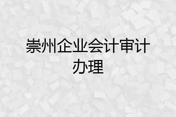 崇州企业会计审计办理