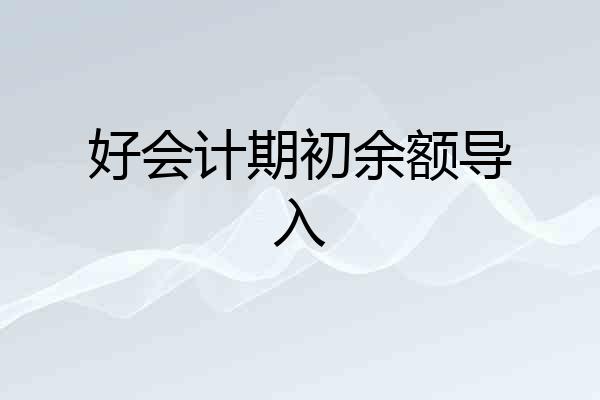 好会计期初余额导入