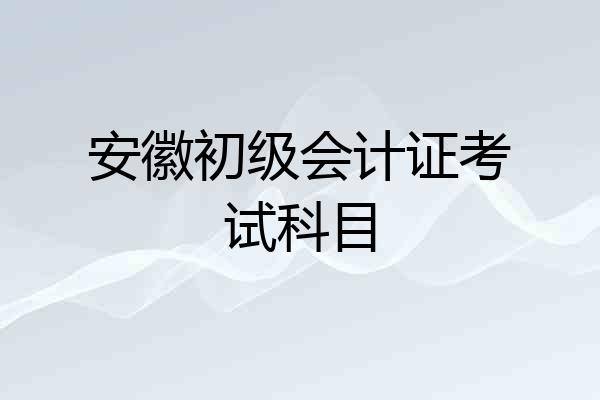安徽初级会计证考试科目