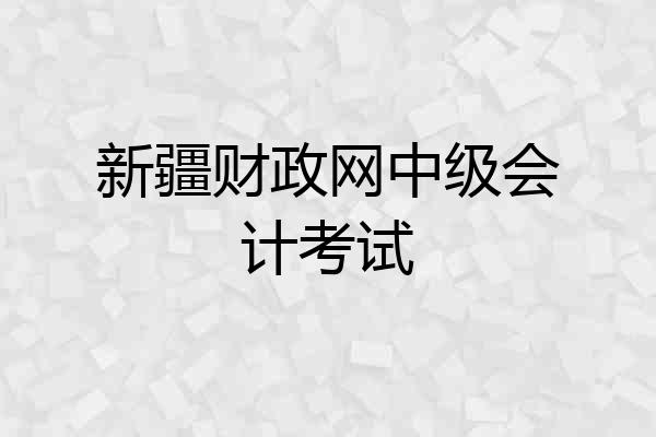 新疆财政网中级会计考试