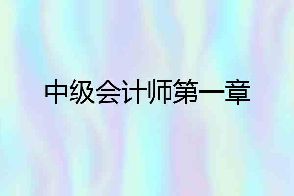 中级会计师第一章