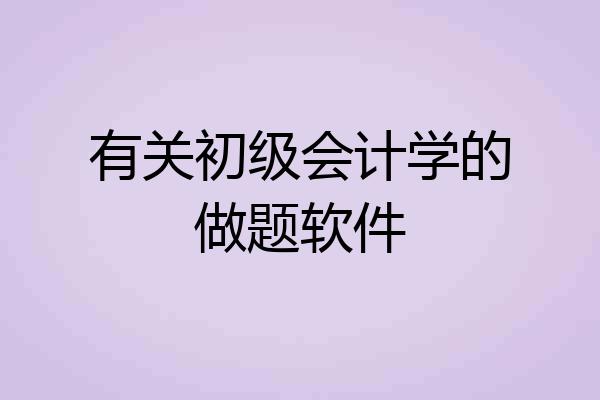有关初级会计学的做题软件