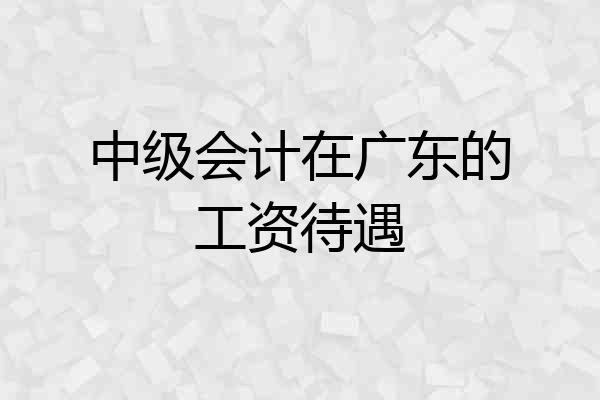 中级会计在广东的工资待遇