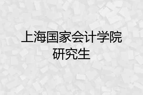 上海国家会计学院研究生