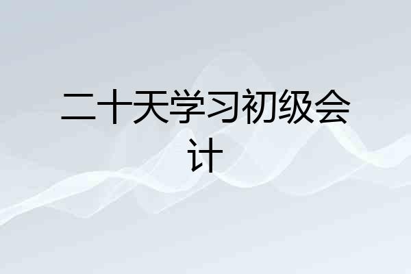 二十天学习初级会计