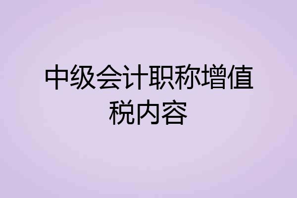 中级会计职称增值税内容