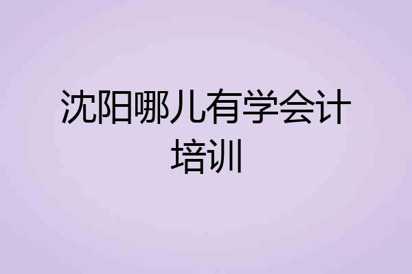沈阳哪儿有学会计培训