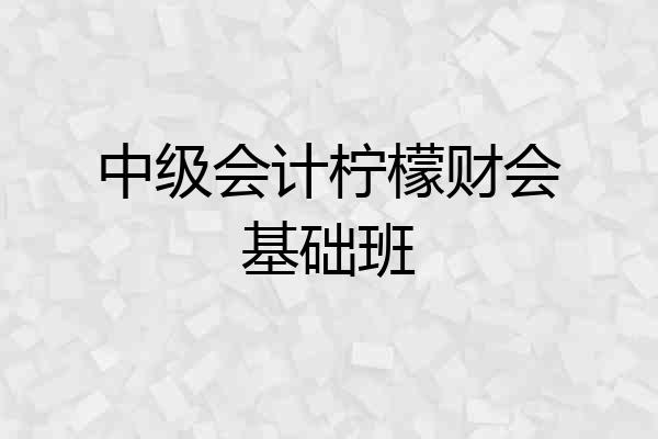 中级会计柠檬财会基础班
