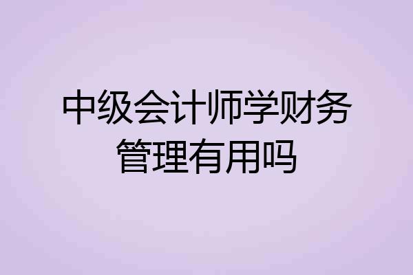 中级会计师学财务管理有用吗