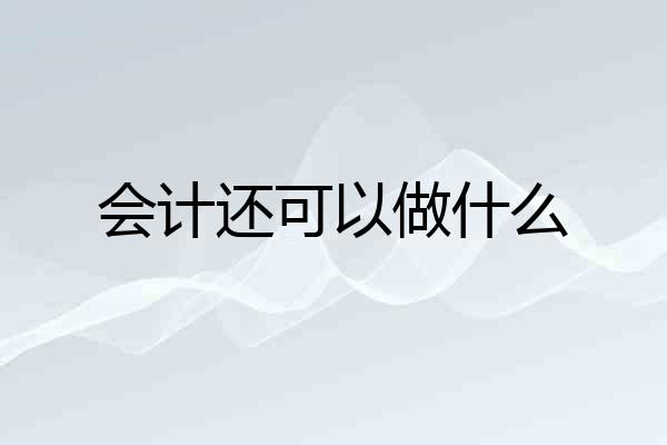 会计还可以做什么