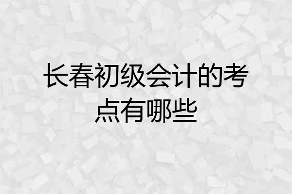 长春初级会计的考点有哪些