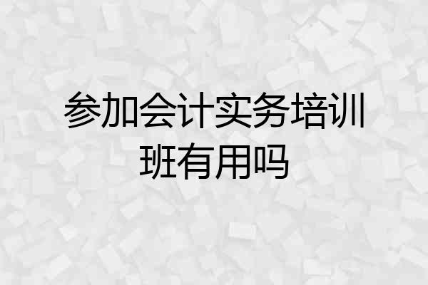 参加会计实务培训班有用吗