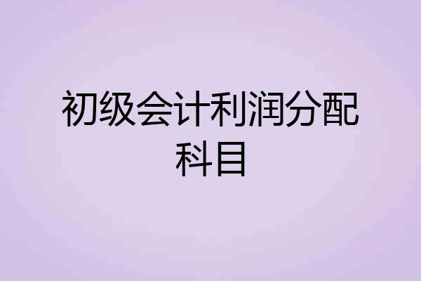 初级会计利润分配科目