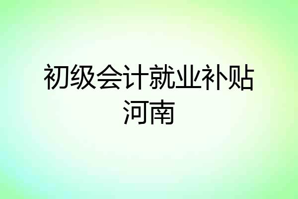 初级会计就业补贴河南