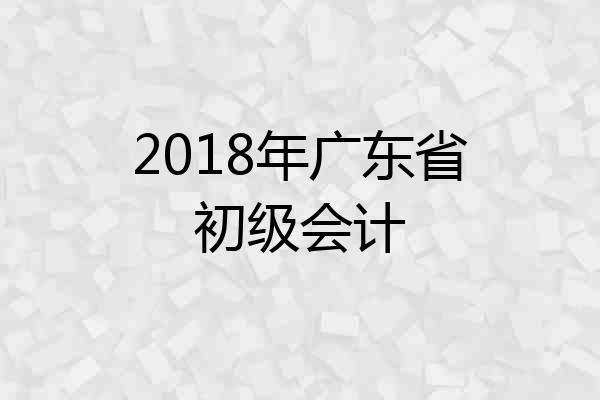 2018年广东省初级会计