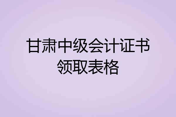 甘肃中级会计证书领取表格
