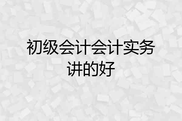 初级会计会计实务讲的好