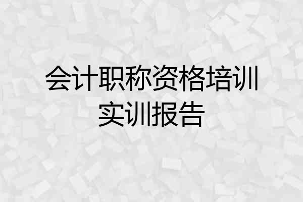 会计职称资格培训实训报告