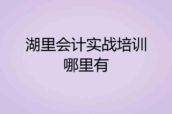 湖里会计实战培训哪里有