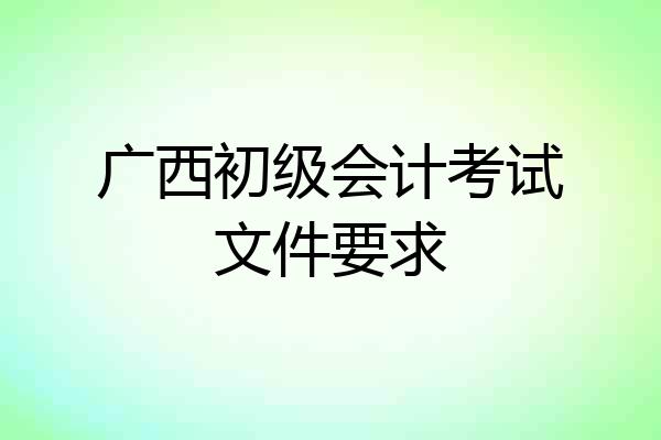 广西初级会计考试文件要求