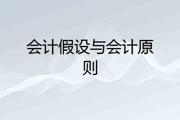 会计假设与会计原则