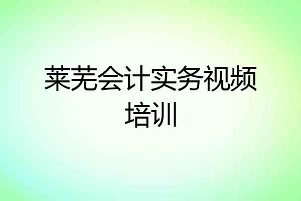 莱芜会计实务视频培训