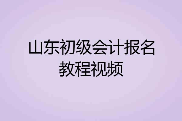 山东初级会计报名教程视频
