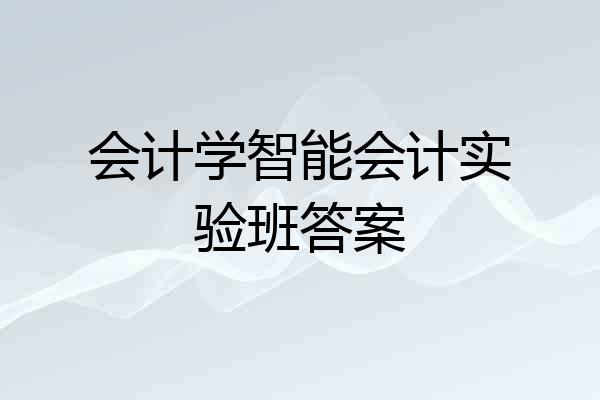 会计学智能会计实验班答案