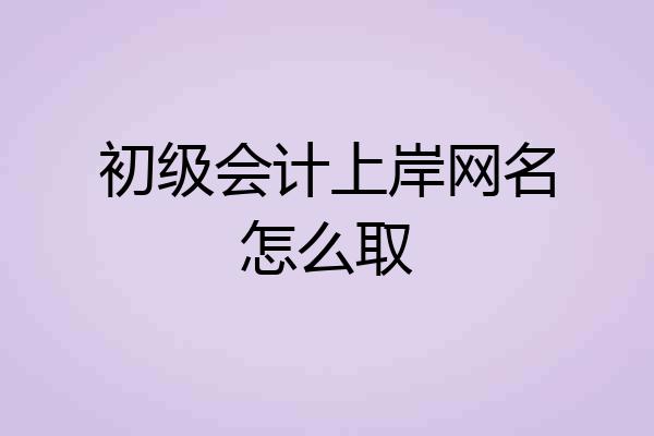 初级会计上岸网名怎么取