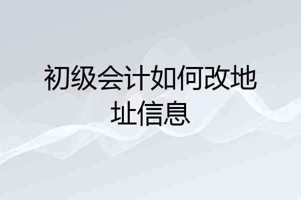 初级会计如何改地址信息
