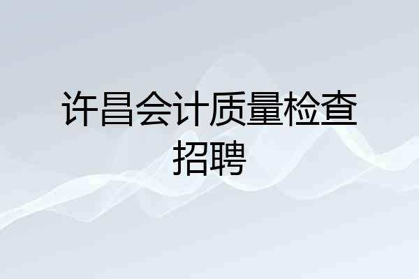 许昌会计质量检查招聘