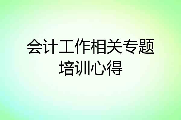 会计工作相关专题培训心得