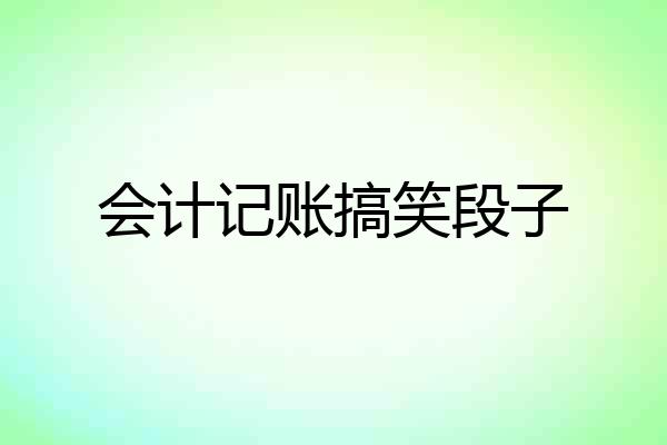 会计记账搞笑段子